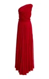 Giambattista Valli Asymmetric Jersey Voile Dress In Red