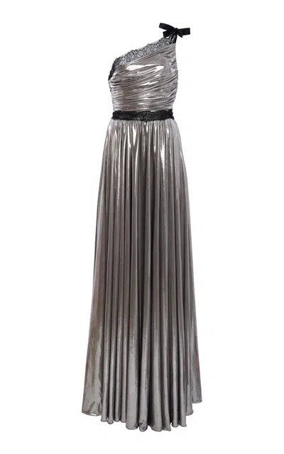 Giambattista Valli Asymmetric Liquid Dress In Gray