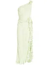 Giambattista Valli Asymmetric Ruffled Crepe Maxi Dress In Green