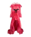 Giambattista Valli Asymmetric Ruffled Gown In Red