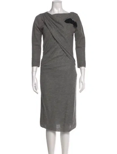 Pre-owned Giambattista Valli Bateau Neckline Midi Length Dress In Gray