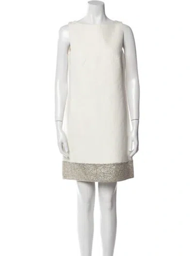 Pre-owned Giambattista Valli Bateau Neckline Mini Dress In White