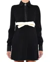 Giambattista Valli Bow-detailed Crepe Collared Mini Dress In Black