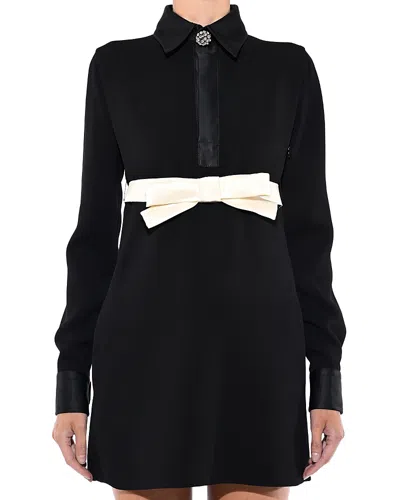 Giambattista Valli Bow-detailed Crepe Collared Mini Dress In Black