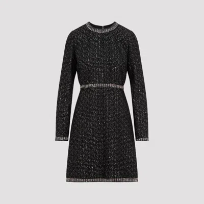 Giambattista Valli Black Bouclé Micro Sequins Cotton Mini Dress