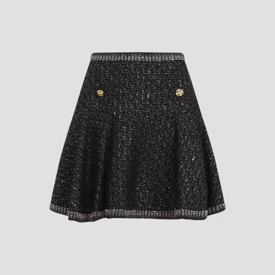 Giambattista Valli A-line Boucle Mini Skirt With Metallic Trim In Black