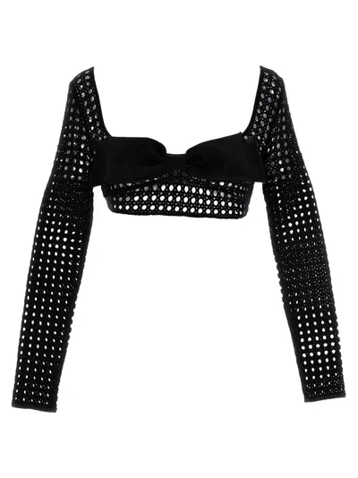 GIAMBATTISTA VALLI BLACK CROPPED BOW TOP