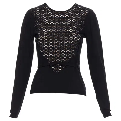 Pre-owned Giambattista Valli Black Pink Overlay Bow Detail Lace Sweater Xxs