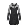 Giambattista Valli Sheer Sleeve Polka Dot Mini Dress In Black