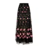Giambattista Valli Floral-embroidered Tulle Maxi Skirt In Black