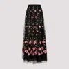 Giambattista Valli Floral-embroidered Tulle Maxi Skirt In Black