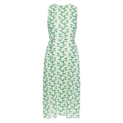 Giambattista Valli Blue Embroidery Dress In Green