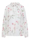 Giambattista Valli Silk Blouse With Balloon Sleeves And Floral Pattern In White