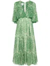 Giambattista Valli Botanical-print Silk Midi Dress In Green