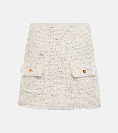Giambattista Valli Bouclé Embellished Miniskirt In Ivory