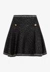 Giambattista Valli A-line Boucle Mini Skirt With Metallic Trim In Black