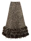Giambattista Valli Bouclé Fringed Skirt In Brown