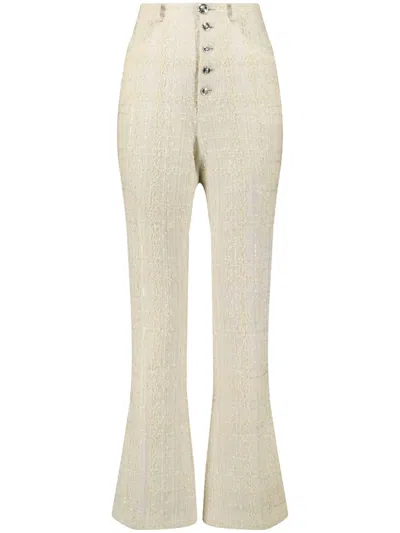 Giambattista Valli Bouclé High-waisted Flared Trousers In Neutrals
