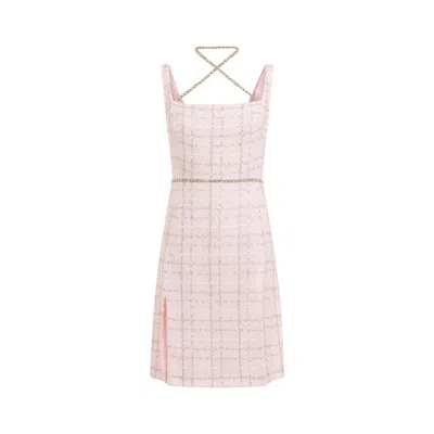 Giambattista Valli Bouclé Pink Polyamide Midi Dress In Quartz Rose