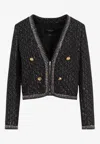 Giambattista Valli Bouclé Sequin-embellished Jacket In Black
