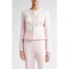 Giambattista Valli Bouclé Tweed Crop Jacket In Rose/ivory