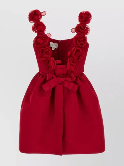 GIAMBATTISTA VALLI BOW AND FLORAL APPLIQUÉ SLEEVELESS DRESS