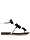 Giambattista Valli Pop Bow Satin And Leather Sandals In Black