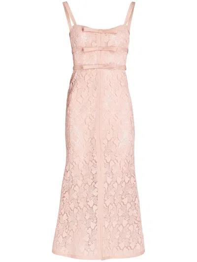 Giambattista Valli Bow-detail Macramé Dress In Pink