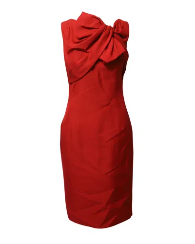 Giambattista Valli Bow Detail Shift Midi Dress In Red Silk