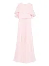 Giambattista Valli Bow-detailed Cape-sleeve Dress In Pink