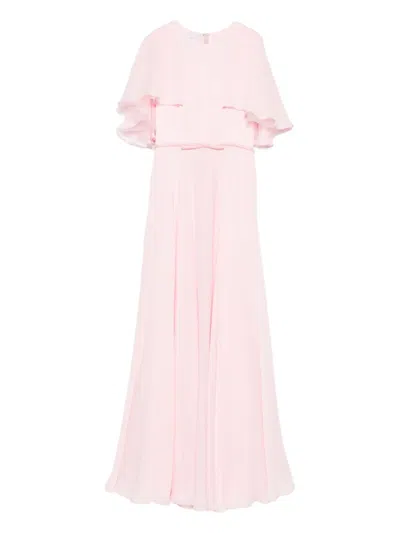Giambattista Valli Bow-detailed Cape-sleeve Dress In Multi