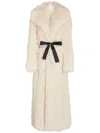 Giambattista Valli Bow-embellished Faux Fur Coat In Neutrals