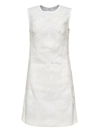 Giambattista Valli Brocade Sleeveless Dress In White