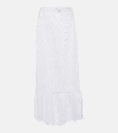 Giambattista Valli Broderie Anglaise Cotton Midi Skirt In White