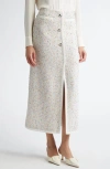 Giambattista Valli Button Front Tweed A-line Skirt In Ivory Multicolor