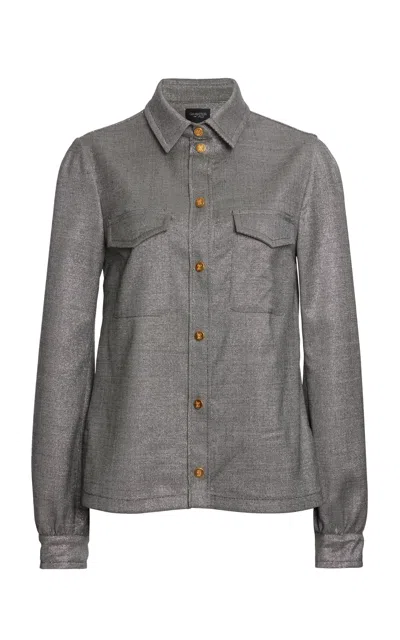 Giambattista Valli Button-up Lurex Top In Grey