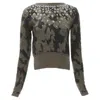 Giambattista Valli Camo Crystal Embellished Cropped Sweater In Green