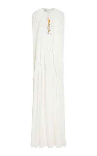 Giambattista Valli Cape-detailed Crepe Sable Maxi Dress In White