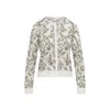 Giambattista Valli Ivory Cashmere And Silk Cardigan With Floral Embroidery In White