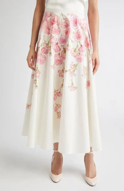Giambattista Valli Carnation Print Cotton Poplin Skirt