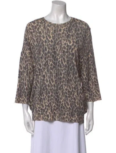 Pre-owned Giambattista Valli Cashmere Animal Print Blouse In Multi
