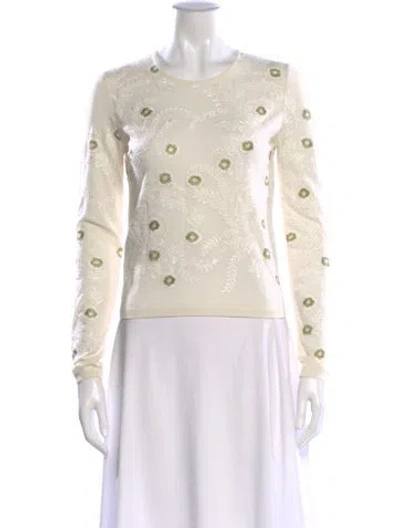 Pre-owned Giambattista Valli Cashmere Floral Print Blouse In Neutral