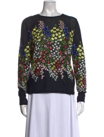 Pre-owned Giambattista Valli Cashmere Floral Print Sweater In Multicolor