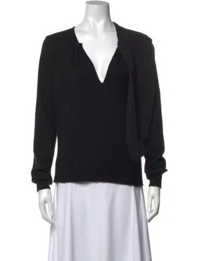 Pre-owned Giambattista Valli Cashmere V-neck Blouse In Black