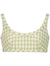 Giambattista Valli Check-pattern Tweed Crop Top In Green