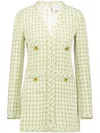 Giambattista Valli Houndstooth Cotton-blend Tweed Mini Dress In Green