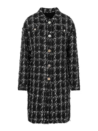 Giambattista Valli Checked Boucl Coat In Black