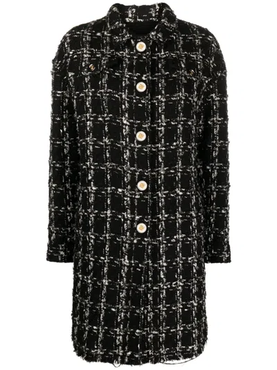 Giambattista Valli Checked Tweed Coat In Black