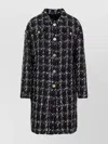 Giambattista Valli Checkered Wool Blend Coat With Buttoned Pockets In Black