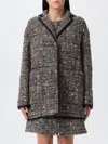 Giambattista Valli Tweed Trimmed Coat In Multi